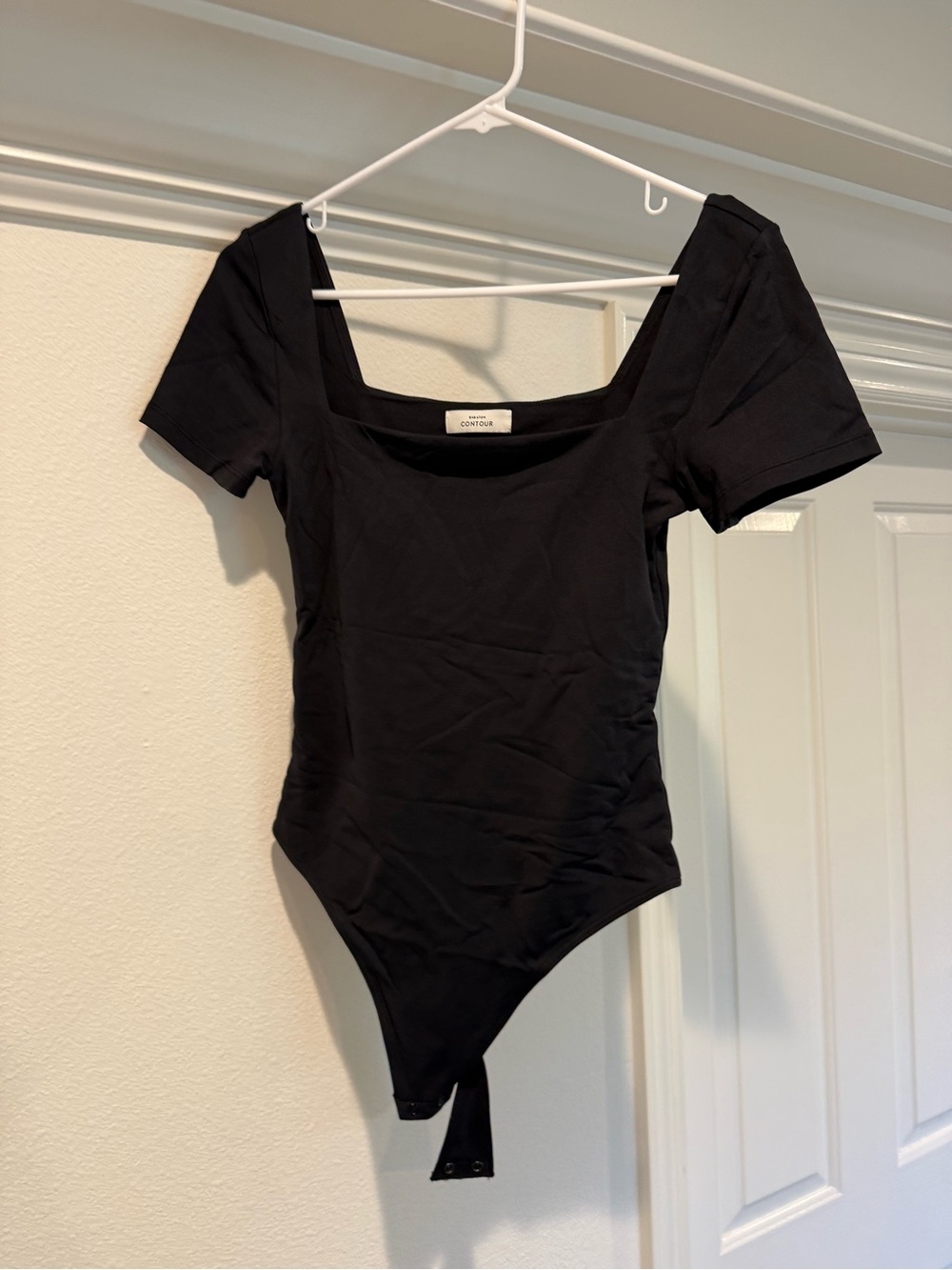 Aritzia Black Square-Neck Short-Sleeve Bodysuit